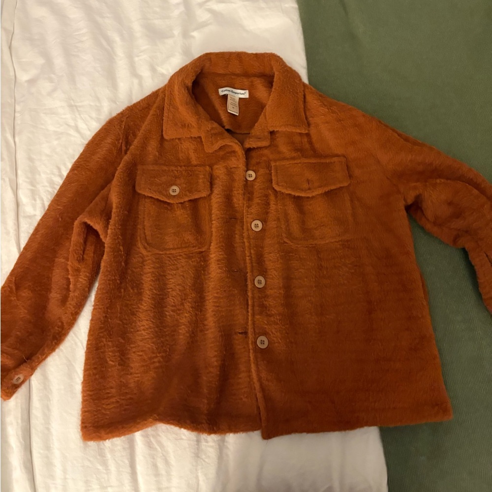 Cozy Orange Button-Up Jacket